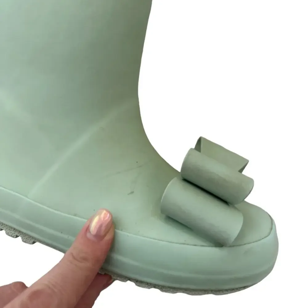 Whim & Wander by SweetHoney Mint Bow Wellies Rain Boots Size 10